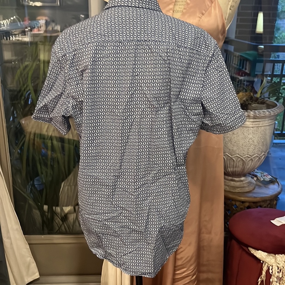 Murano blue mens shortsleeve button down collar business casual dress shirt MED​ - Picture 6 of 10